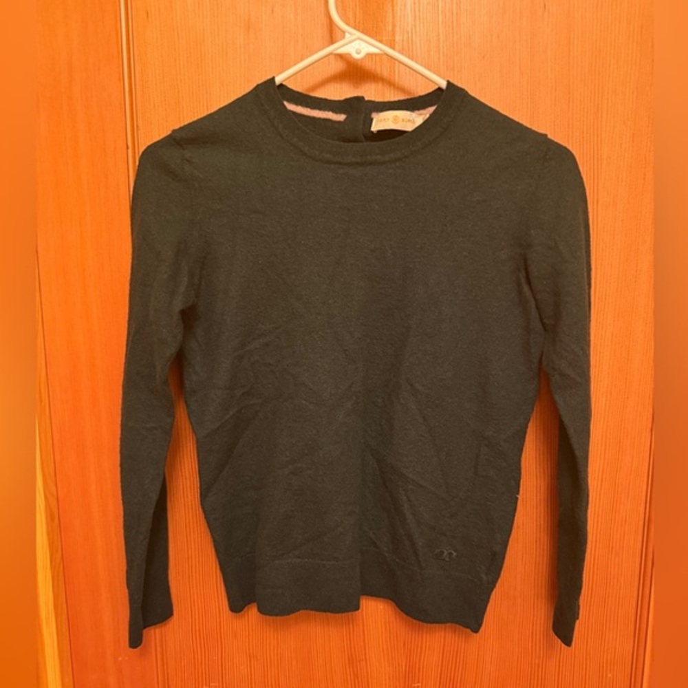 Tory Burch 100% Cashmere Sweater Hunter Green With Logo Buttons